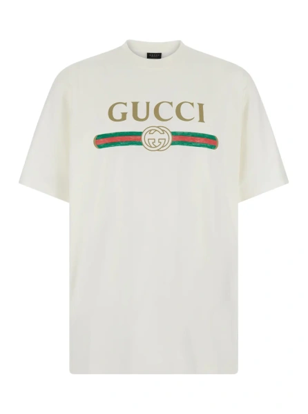 Tricou White T-Shirt 'LOGO FAKE' with Logo Print on the Front in Cotton for Women