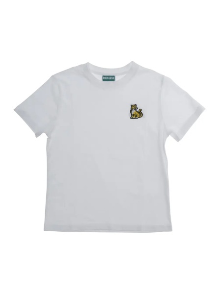 Tricou White T-Shirt with Embroidered Logo on Front and Lettering Logo on Back in Cotton Boy
