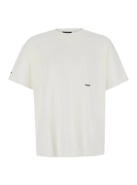 Tricou white T-shirt with logo on the front, back and sleeve in cotton for men