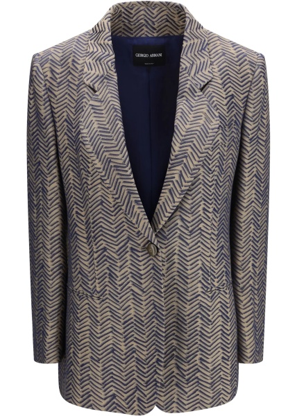 Vesta Single-breasted Jacket cchevron jacquard viscose