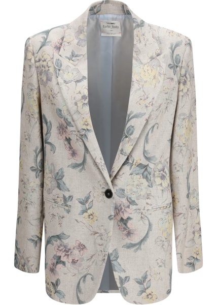 “Peonia My Love” hopsack linen-blend Jacket