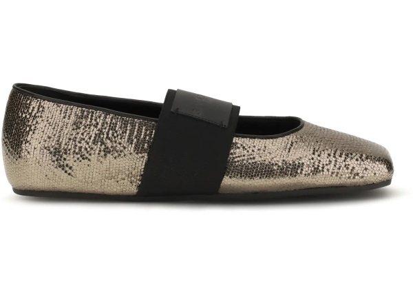 Balerini Sliced Square Ballerinas in textured leather