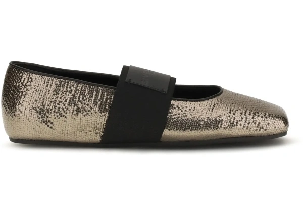 Balerini Sliced Square Ballerinas in textured leather