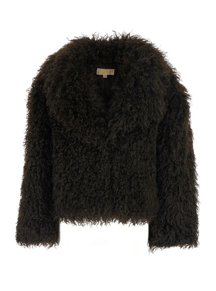 Blanuri CROP FAUX FUR PEACOT with elegant details in 100% polyester in brown for women