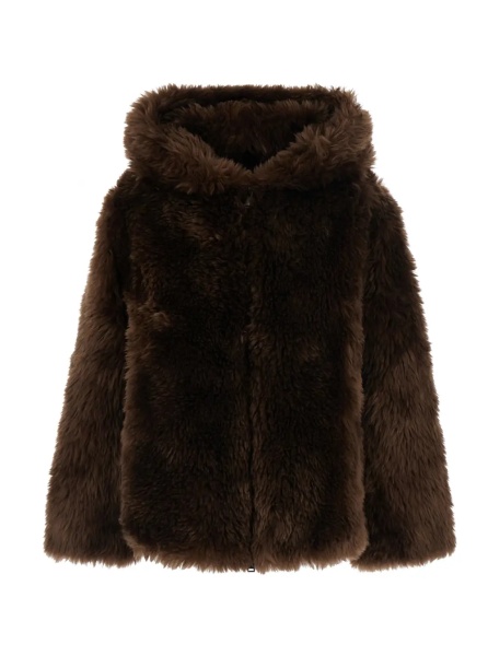 Blanuri P.A.R.O.S.H. Brown shearling jacket with hood in ecofur for women