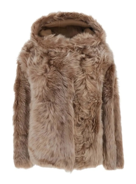 Blanuri Shearling with shirt collar and zip closure in Brown for Women