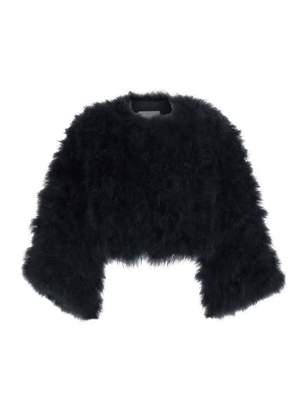 Blanuri Short shearling jacket with round collar and three-quarter sleeves in fur for women