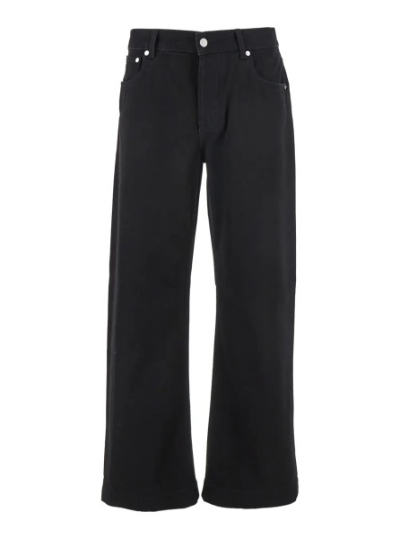 Blugi Black Jeans with Belt Loops and Logo Patch on the Rear in Denim Man
