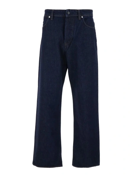 Blugi Blue Five-pocket jeans with contrast stitching in denim man