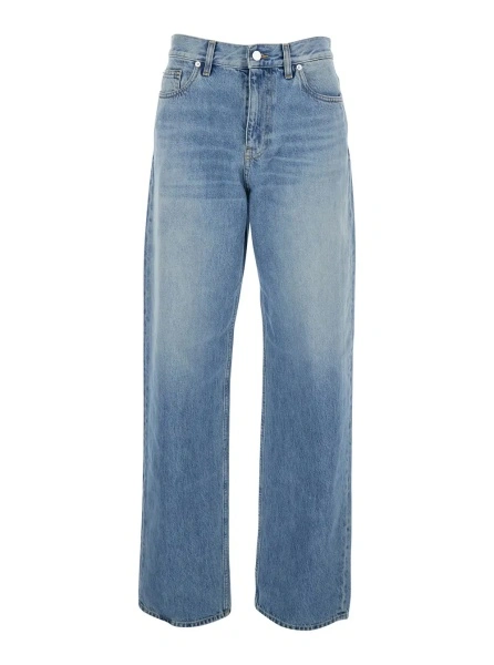 Blugi Blue Five-Pocket Jeans with Logo Patch on the Back in Denim for Women
