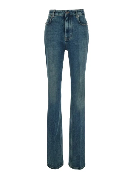 Blugi Blue High-waisted jeans with logo patch on the back in denim for women