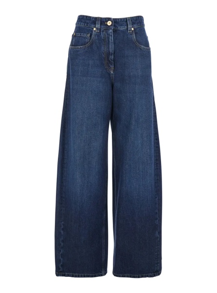 Blugi Blue Jeans with Five Pocket Design and Logo Patch on the Back in Denim for Women