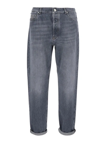 Blugi Brunello Cucinelli gri din denim