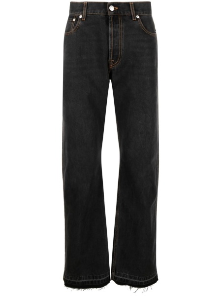 Blugi drepti Alexander McQueen negri din bumbac