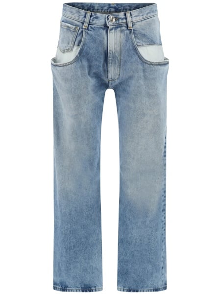 Blugi drepti Maison Margiela albastri din bumbac