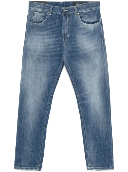 Blugi slim fit Dondup albastri din bumbac si multiester