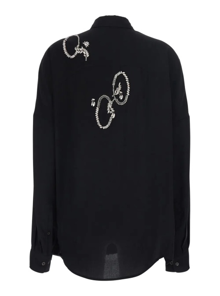 Bluza CASIA EMB Black Blouse with Embroidered Details in Viscose for Women