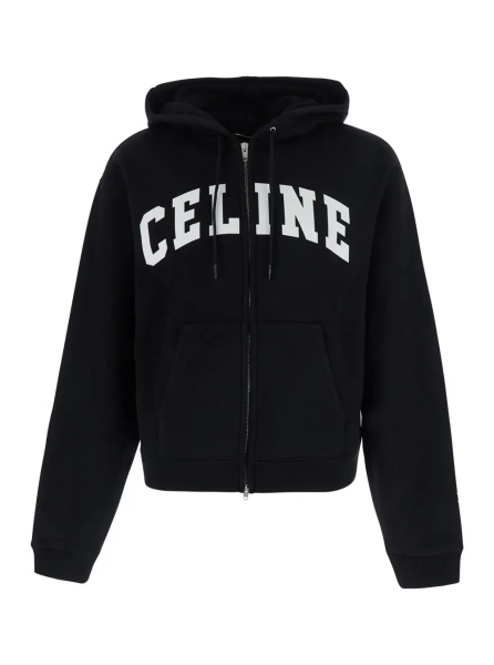 Bluza trening Black men's cotton hoodie with printed logo on the front