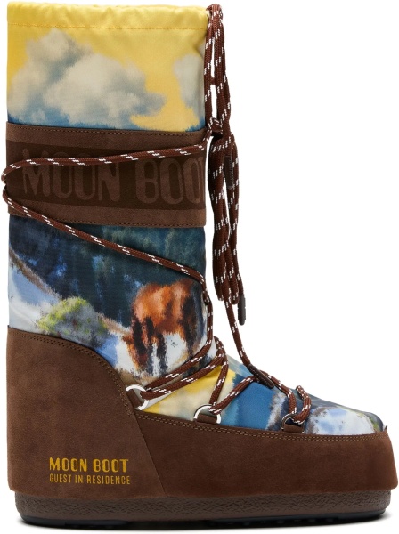 Bocanci Moon Boot x Guest In Residence print Boots