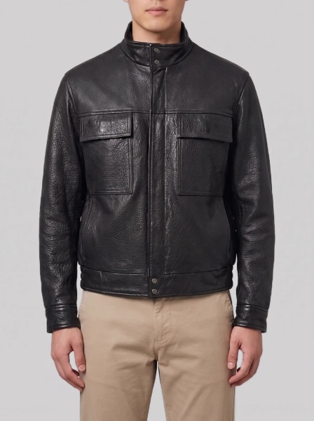 Bomber Hammered Leather Bomber Jacket