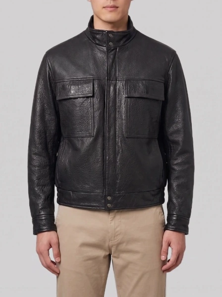 Bomber Hammered Leather Bomber Jacket
