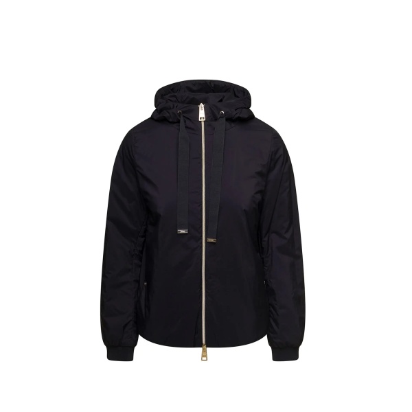 Bomber Herno Matt Black Hooded Bomber Jacket