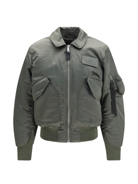 Bomber jacket Alpha Industries verde din nylon