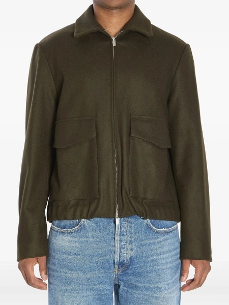 Bomber jacket BARENA verde din lana si poliamida