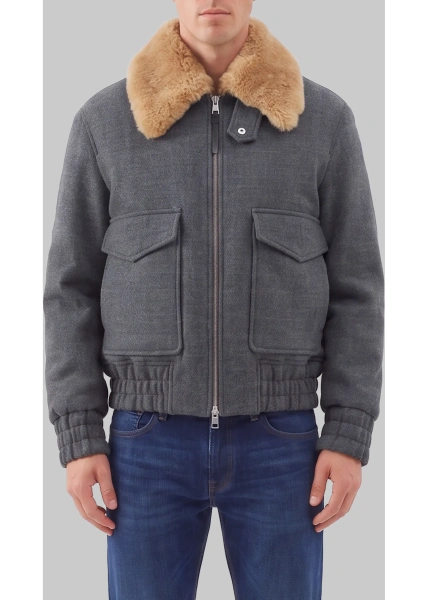 Bomber Virgin Wool Bomber Jacket With Removable Shearling