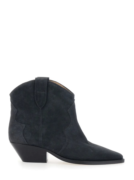 Botine 'Dewina' Black Ankle Boots with Medium Heel in Suede for Women