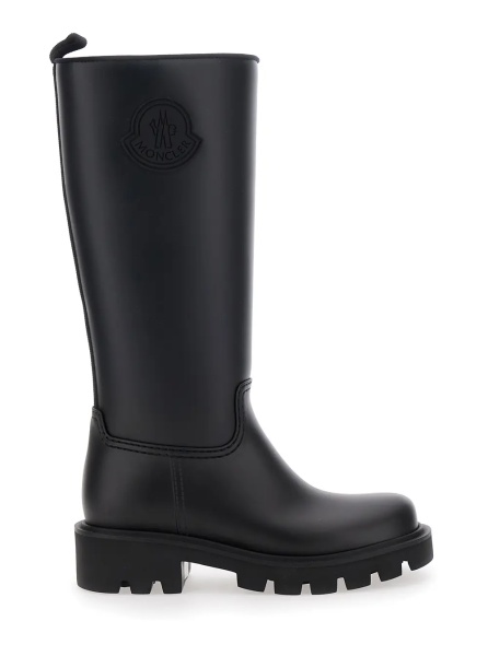 Botine 'Kickstream' Black Boots with Low Block Heel and Tonal Logo Patch on the Side in Tech Fabric Woman