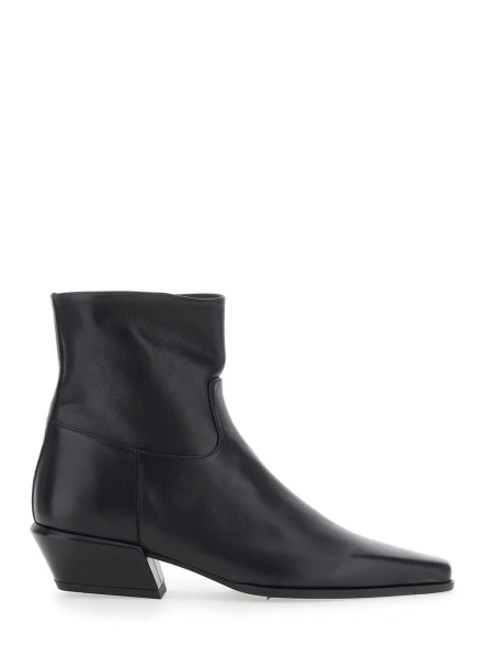 Botine 'MARISA' black ankle Boots with pointed design in leather for women