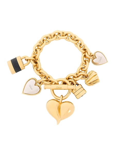 Bratari gold-colored Bracelet with padlock and heart pendants in bronze for women