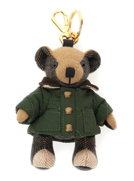 Brelocuri 'Thomas Countryside' Green Keychain with Bear Charm and Clasp in Cashmere and Metal for Women