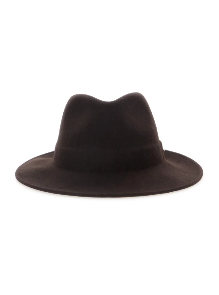 Caciula Brown Hat with wide and low brim and logo lettering in wool for women