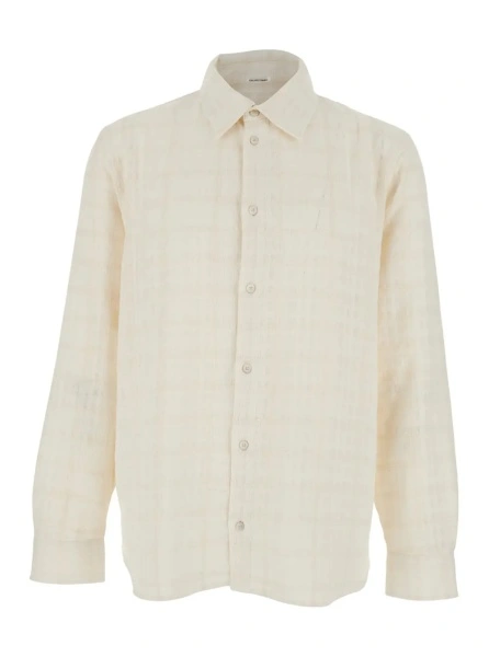 Camasa 'ADRIEL' White Shirt with Classic Collar and Long Sleeves in Cotton Blend Men