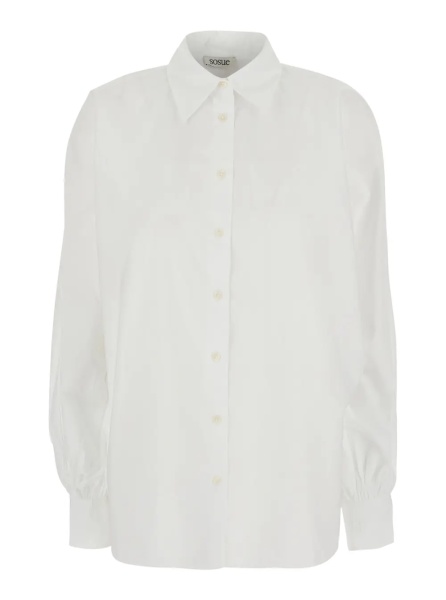 Camasa 'Antonia' White Shirt with Classic Collar and Long Sleeves in Cotton for Women