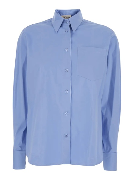 Camasa Blue Stretch Cotton Classic Collar Shirt for Women
