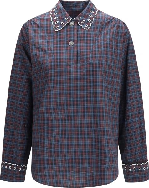 Camasa casual Checked cotton Shirt with embroidered details