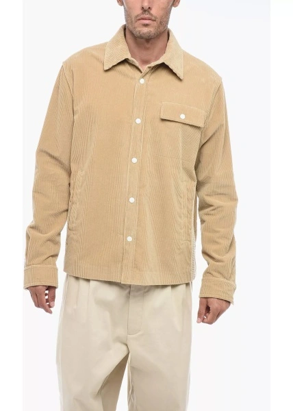 Camasa casual Corduroy Tape Overshirt With Contrasting Bands*