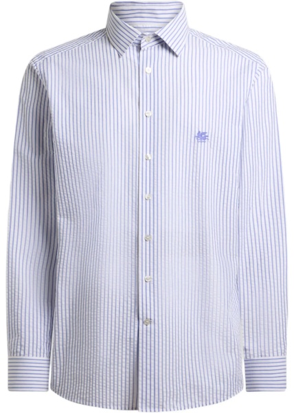 Camasa casual Striped cotton Shirt with an embroidered Pegaso logo on the chest