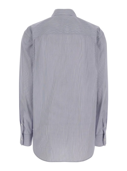 Camasa 'Gavina' Blue Shirt with Classic Collar and All-Over Striped Motif in Cotton for Women
