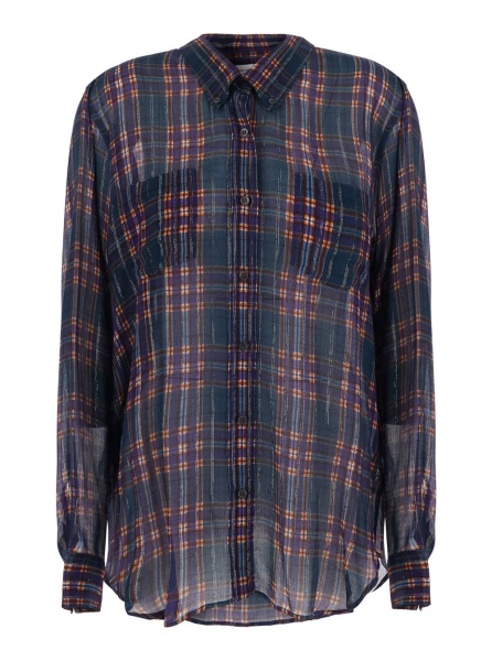 Camasa Multicolor shirt with Button-down collar and all-over check motif in viscose blend for women