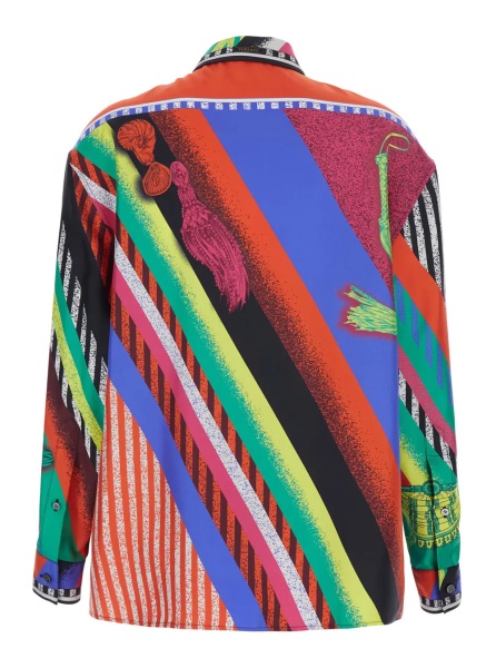 Camasa multicolor Shirt with classic collar and all-over print in silk for women