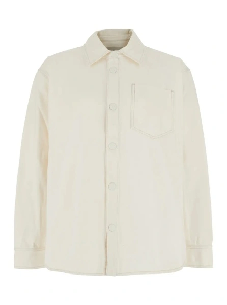Camasa White Shirt with classic collar and tone-on-tone ADC embroidery on the front in cotton for men