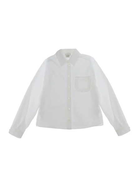 Camasa White Shirt with tone-on-tone logo on the front in Cotton for Girl