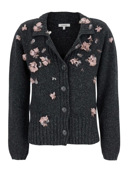 Cardigan Markgong gri din lana si matase