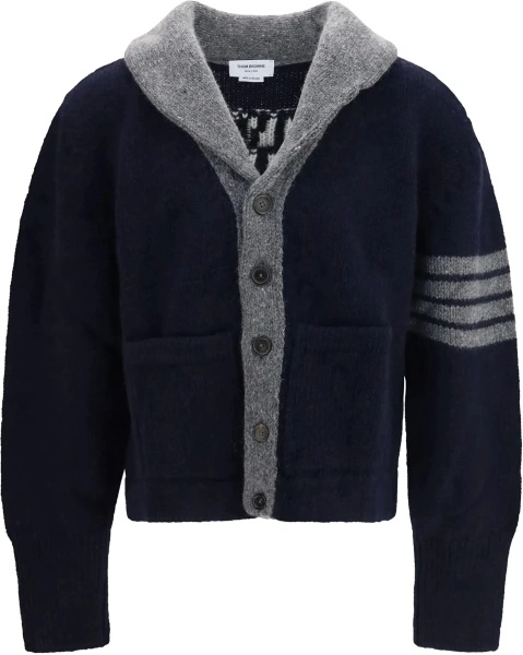 Cardigan Thom Browne albastru din jerse