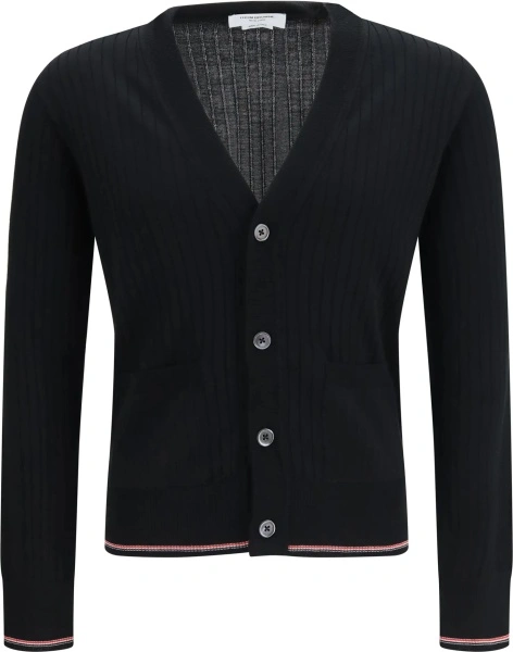 Cardigan Thom Browne negru din lana merinos
