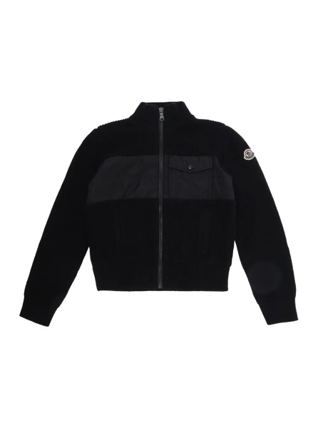 Cardigane Black Tech Fabric Zip Cardigan for Boy
